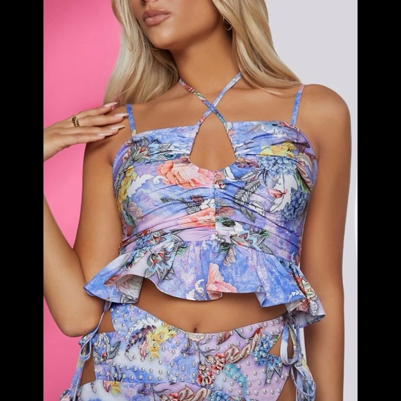 |3 FOR $20| SHEIN | Floral Print Cami Crop Top - Picture 4 of 5